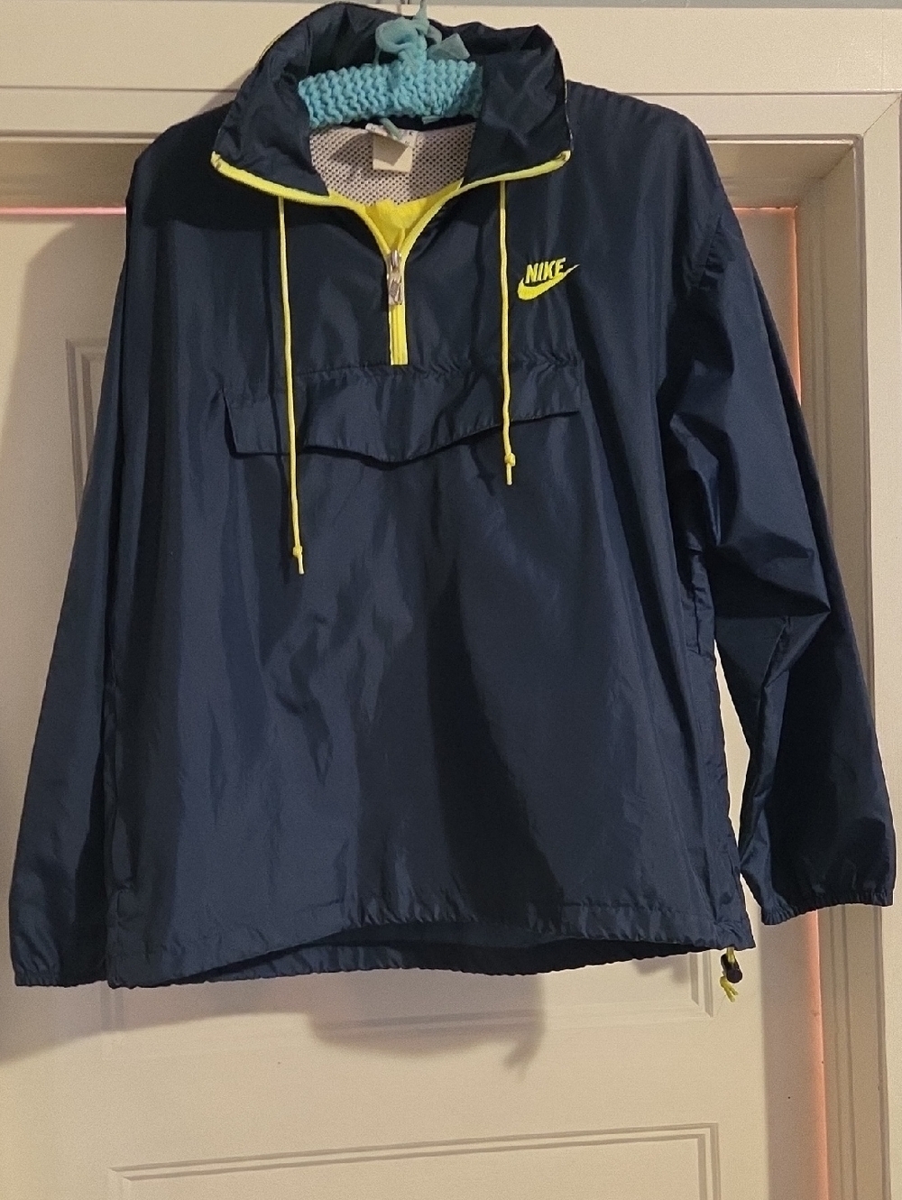 Vintage Nike Navy Pullover Windbreaker with Yellow Trim